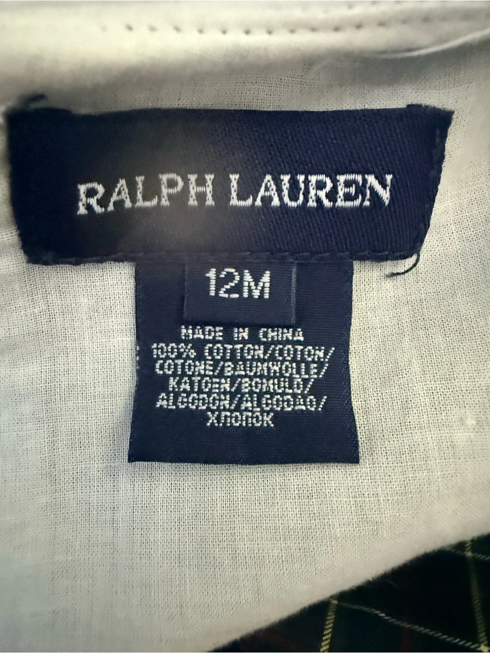 NWT Ralph Lauren Plaid Peter Pan Collar Dress & Bloomers 12M